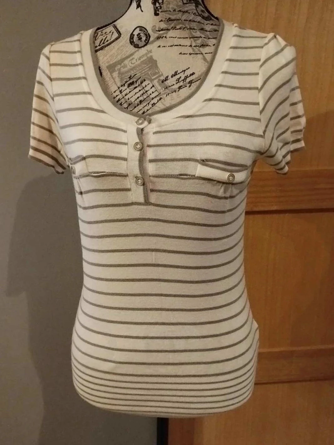 Cream/gray striped tunic, Caroll, T40 – photo 2